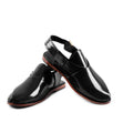 Handmade Black Patina Leather Peshawari Sandals – Men's Kaptaan Chappal with Leather Sole