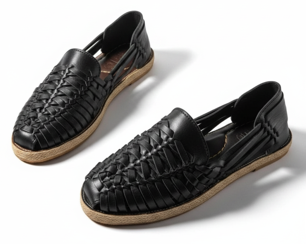 Handmade Mexican TAILOR LEATHER Huarache Fisherman sandals with woven leather straps and sturdy sole for comfort and style.