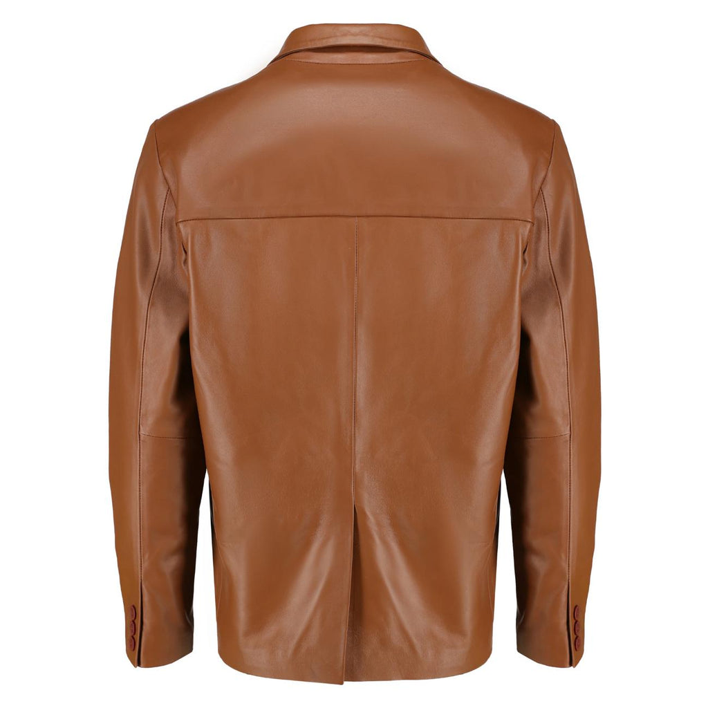 Handmade Men’s Leather Blazer – Black Lambskin Coat with Button Closure & Invisible Stitch Detailing