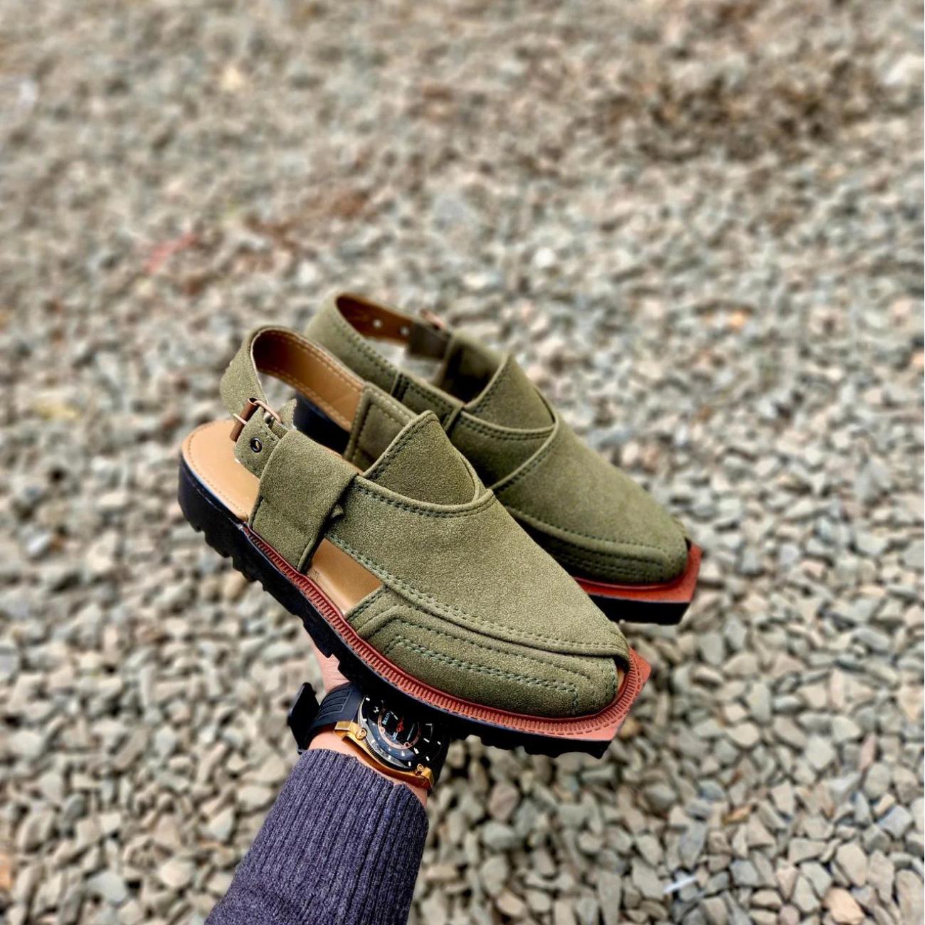 Handmade Suede Leather Peshawari Sandal: Traditional Style Peshawari Chappal Kaptaan Chappal