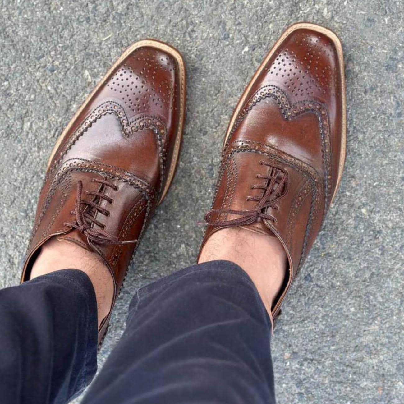 Men's Handmade Leather Brogues | Brown Oxford Dress Shoes, Leather Sole