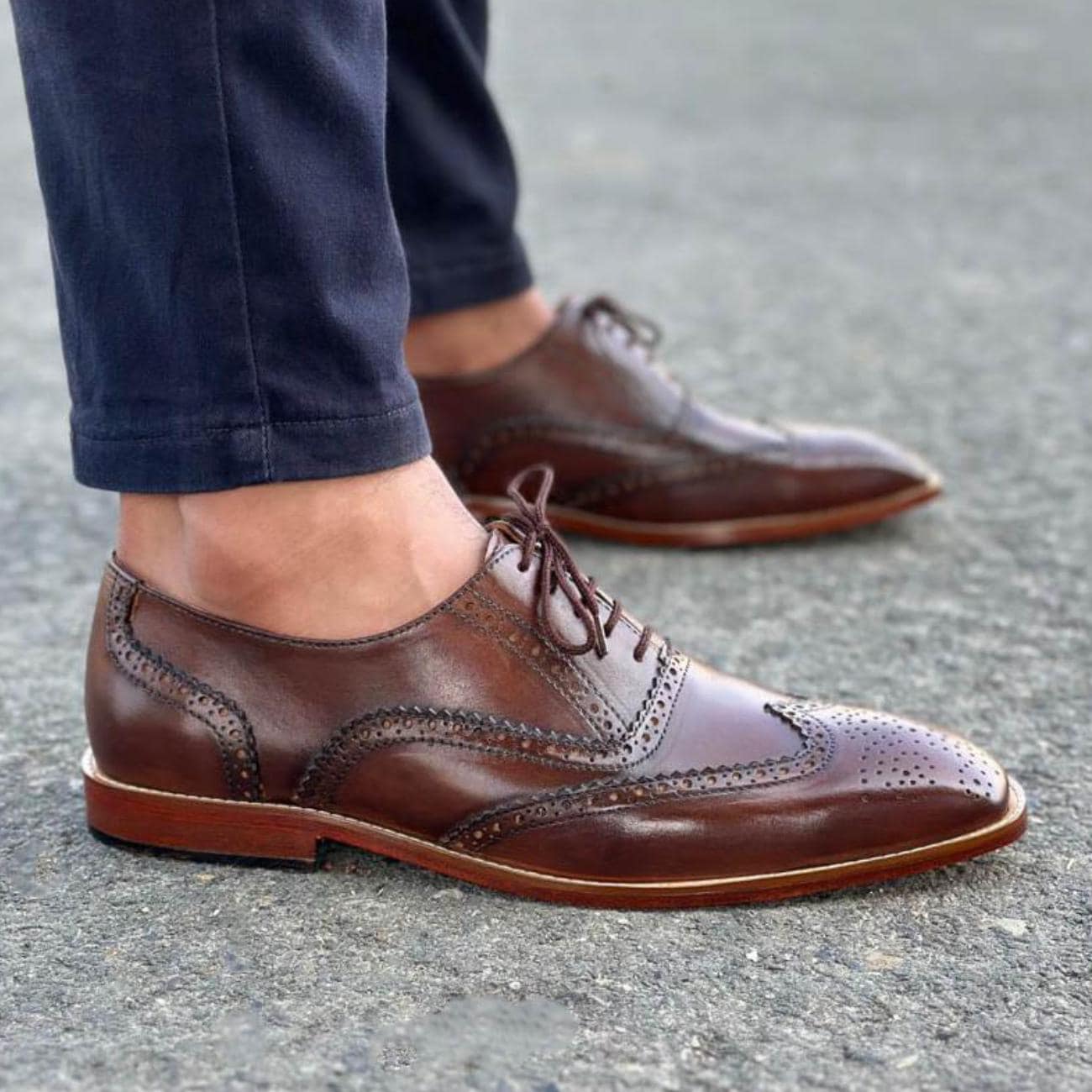 Men's Handmade Leather Brogues | Brown Oxford Dress Shoes, Leather Sole