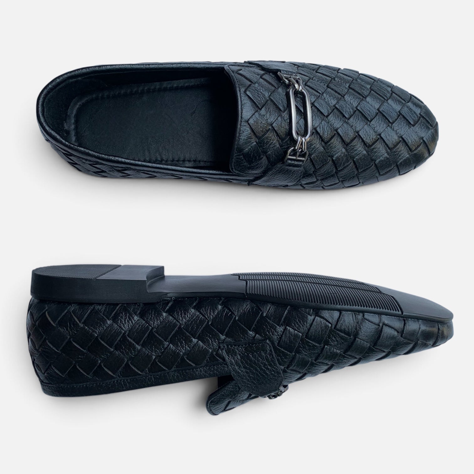 Men's handmade handwoven leather loafers by TAILOR LEATHER, stylish men’s shoes with detailed craftsmanship and classic design.
