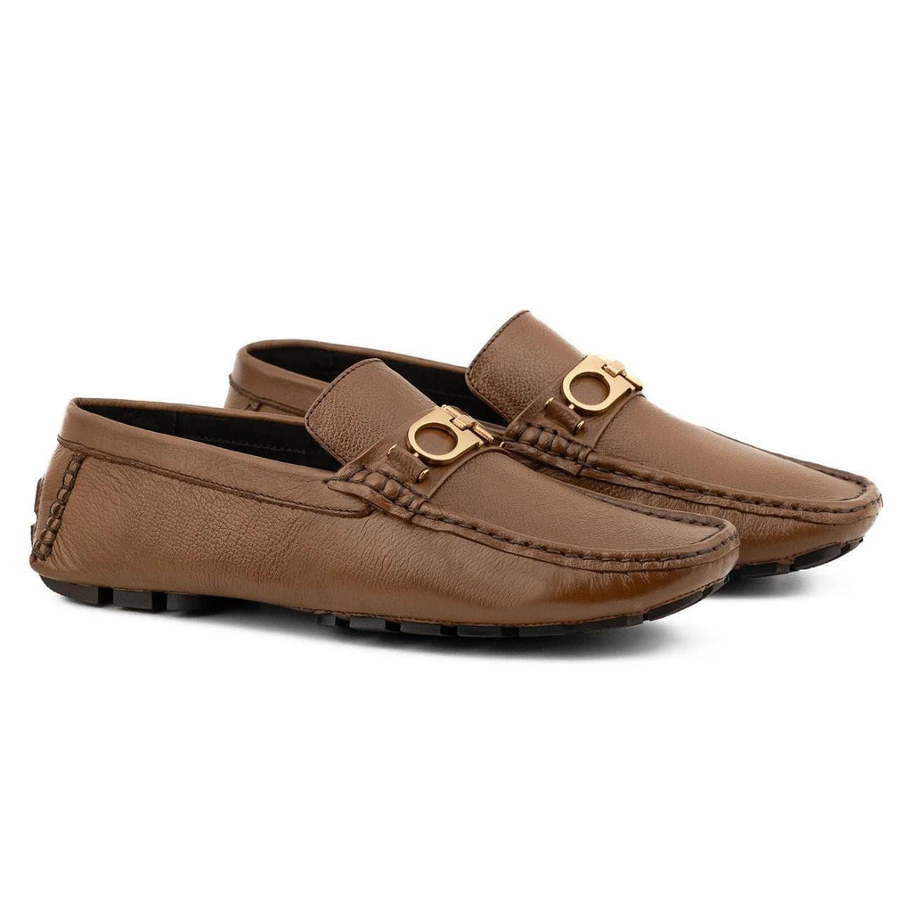 Men's Handmade Leather Horsebit Driver Loafers – Genuine Cowhide Moccasins, Imported Rubber Sole