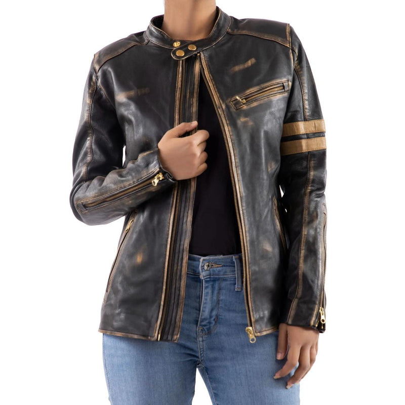 Women's Handmade Lambskin Leather Biker Jacket – Tailor Leather