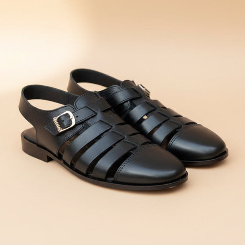 Men's Leather Fisherman Sandals with Adjustable Fit