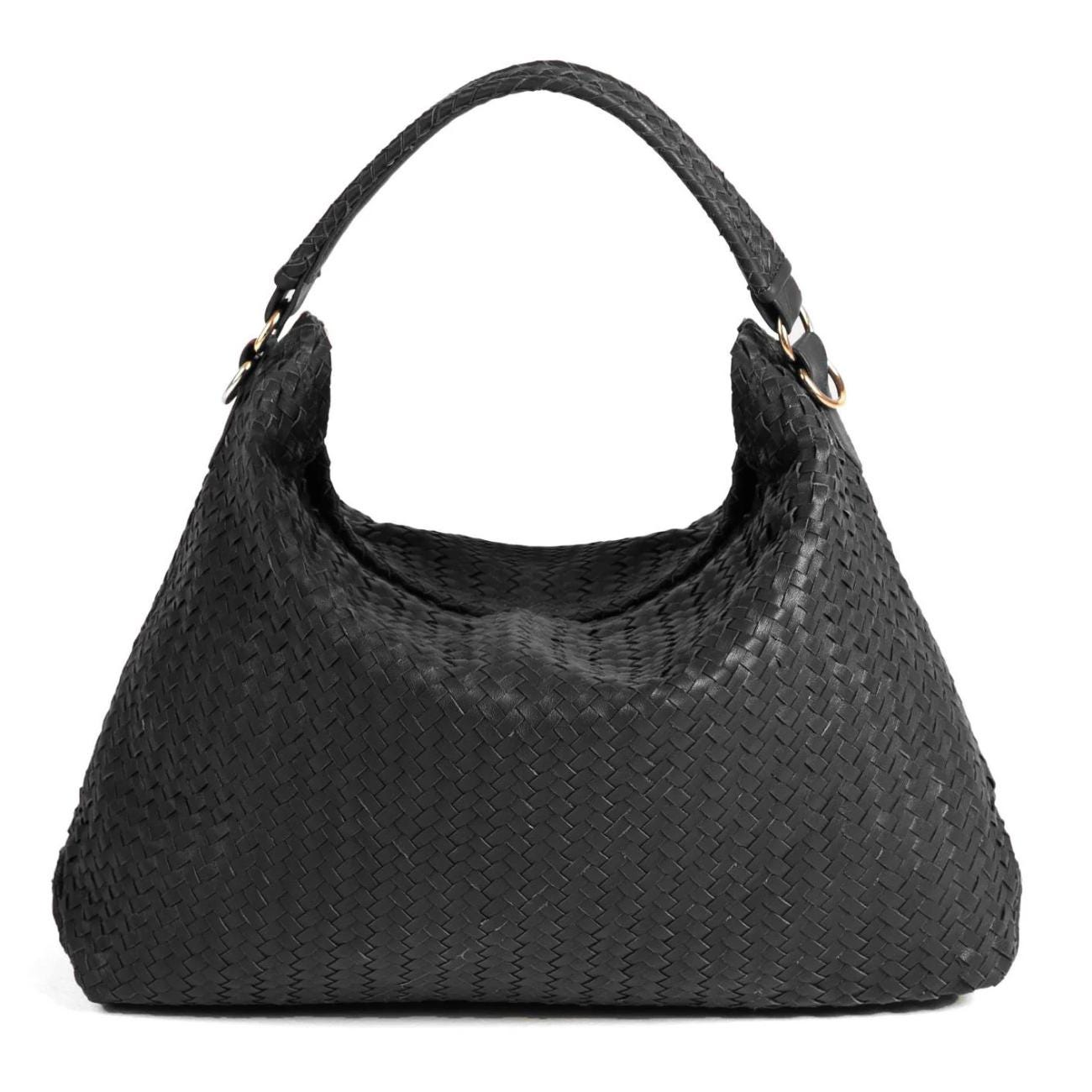 Handwoven Genuine Leather Tote Bag: Top Handle and Shoulder Strap Leather Handbag