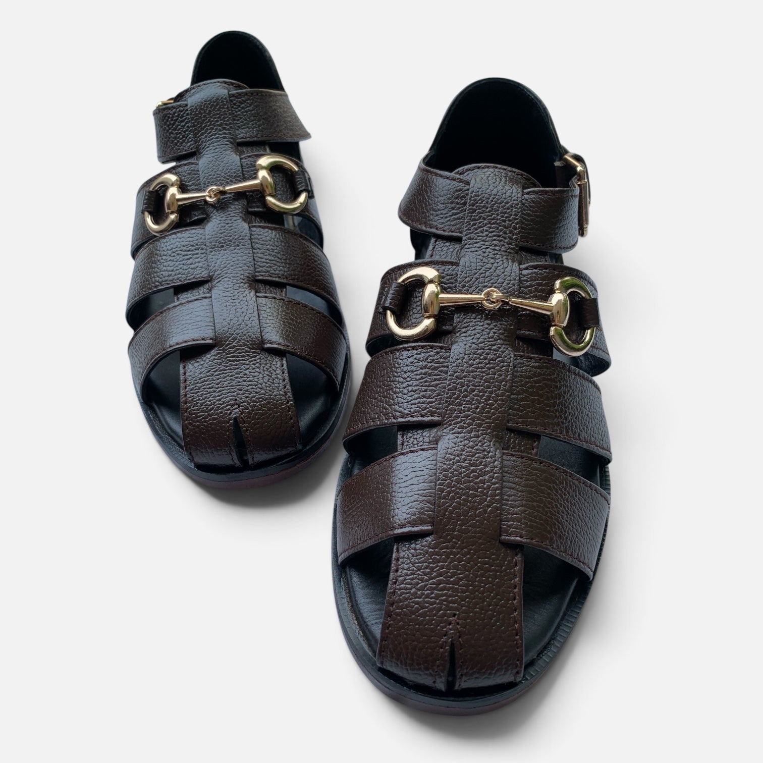 Men's handmade leather fisherman sandals by TAILOR LEATHER featuring open toe design and sturdy leather straps, casual footwear for men.