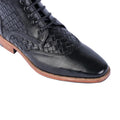 Men's Handwoven Leather Ankle Boots – Genuine Cowhide Vintage Style Lace-Up Shoes with Leather Sole