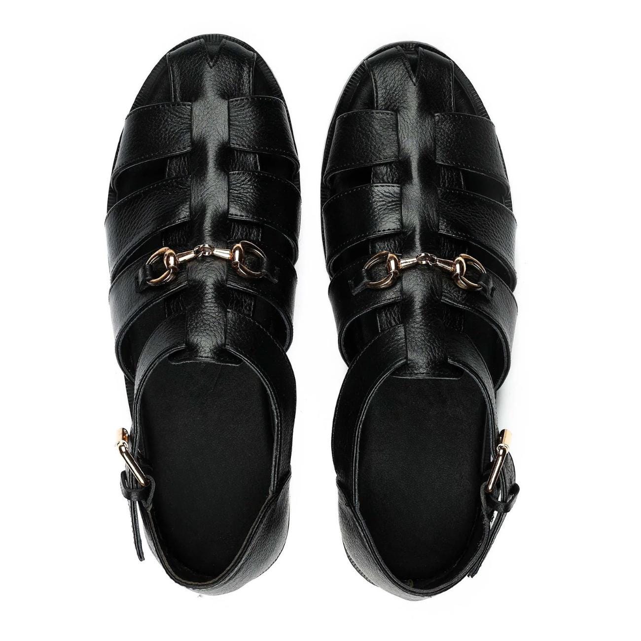 Men's Handmade Cowhide Greek Fisherman Sandals – Genuine Leather, Cushioned Arch Support