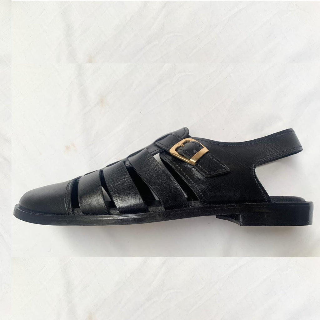 Handmade Leather Fisherman Sandals: Cushioned Arch Support, Adjustable Buckle Genuine Leather Shoes