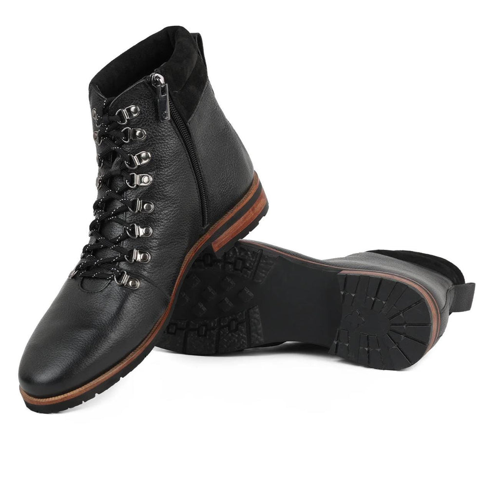 Men's Handmade Leather Side Zip Ankle Boots – Genuine Cowhide Lace-Up Chukka