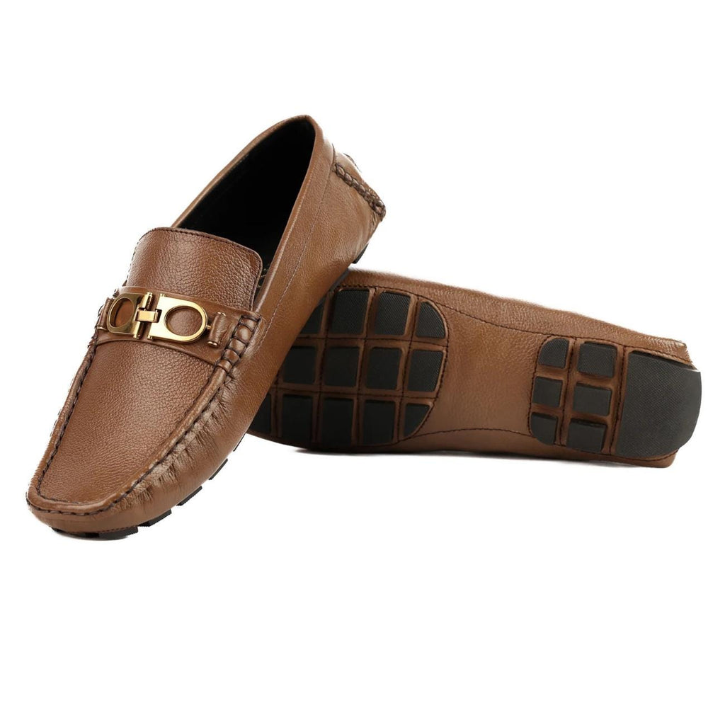 Men's Handmade Leather Horsebit Driver Loafers – Genuine Cowhide Moccasins, Imported Rubber Sole