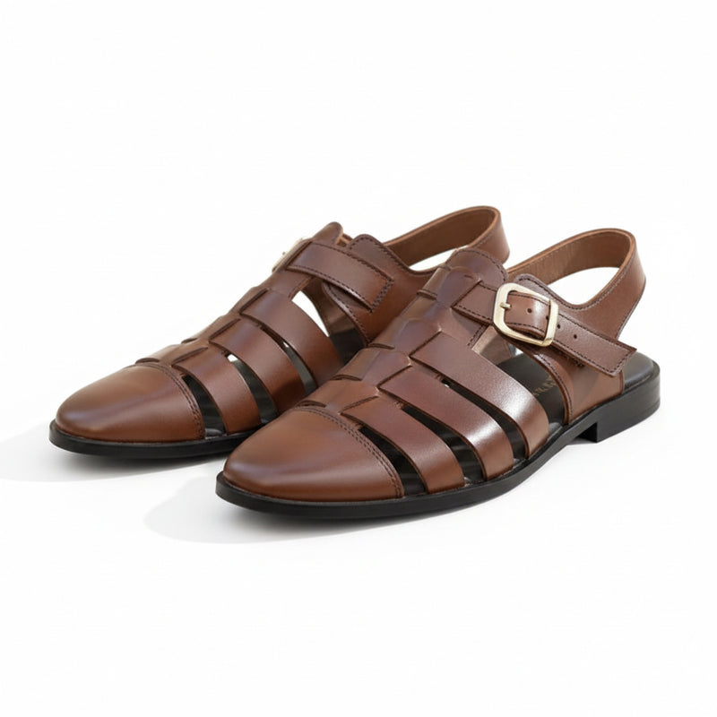Men's Leather Fisherman Sandals with Adjustable Fit