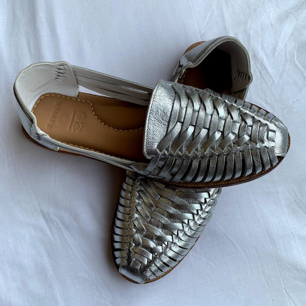 Handmade Mexican leather Huarache sandals by TAILOR LEATHER, featuring woven straps and a traditional design.