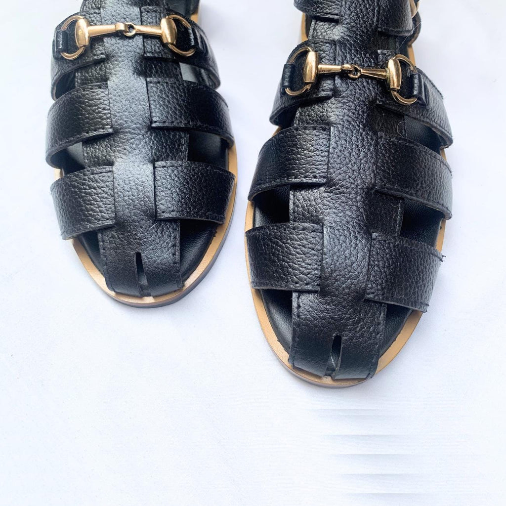 Genuine Leather Fisherman Sandal: Handmade Caged Beach Footwear - Mens Shoes