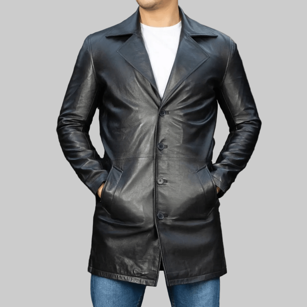 Men's Handmade Leather Black Trench Coat – Tailor Leather