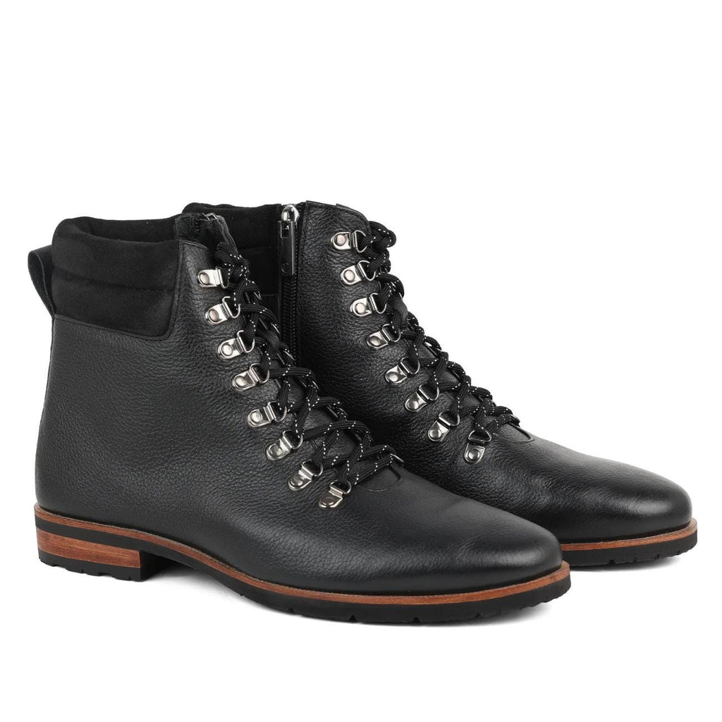 Men's Handmade Leather Side Zip Ankle Boots – Genuine Cowhide Lace-Up Chukka