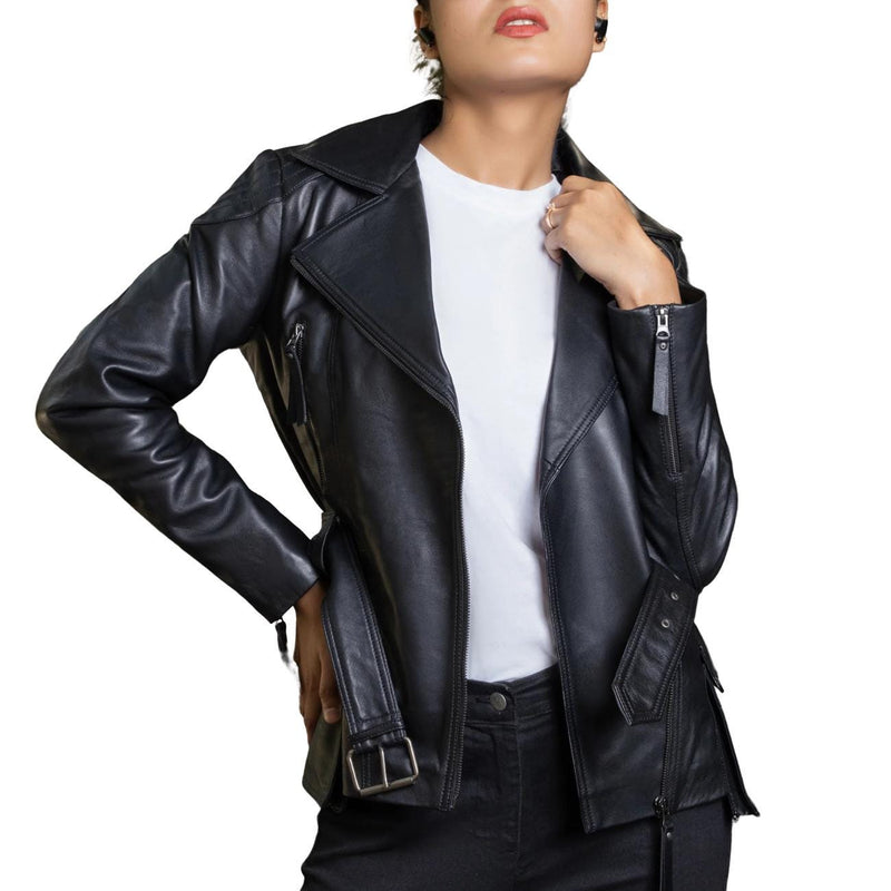 Women's Handmade Lambskin Leather Black Biker Jacket – Tailor Leather