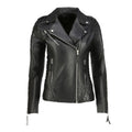 Handmade Quilted Lambskin Leather Biker Jacket - Slim Fit Multi-Zip Jackets for Women