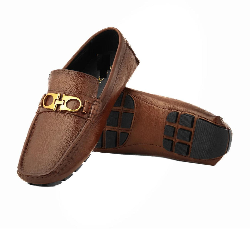 Men's Handmade Leather Horsebit Driver Loafers – Genuine Cowhide Moccasins, Imported Rubber Sole