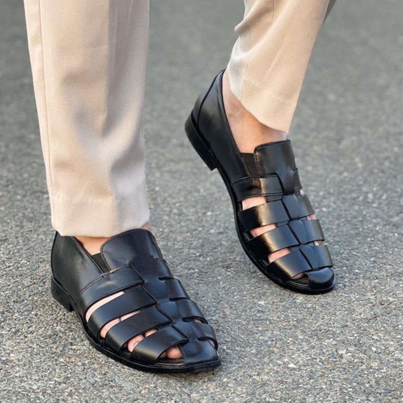 Men's Handmade Leather Fisherman Sandals: Cushioned Arch Support Geniune Leather Chappal