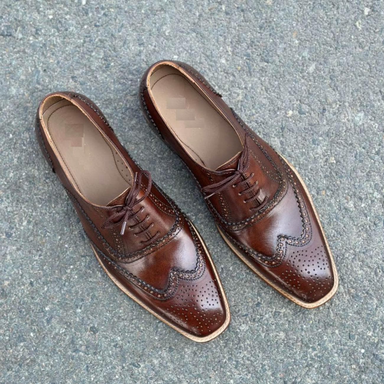 Men's Handmade Leather Brogues | Brown Oxford Dress Shoes, Leather Sole